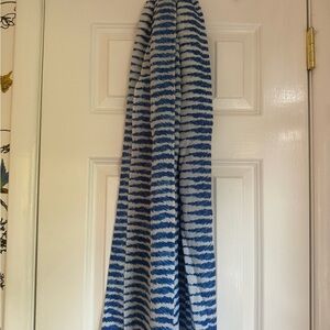NWOT J.McLaughlin Blue and White Wool Scarf
